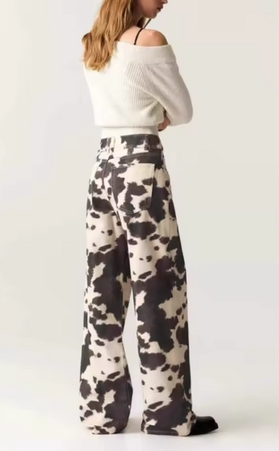 Cow Print Denim Jeans