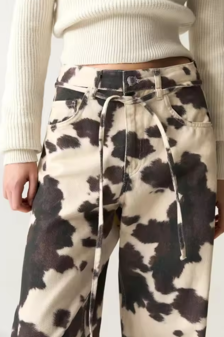 Cow Print Denim Jeans