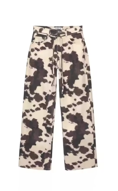 Cow Print Denim Jeans